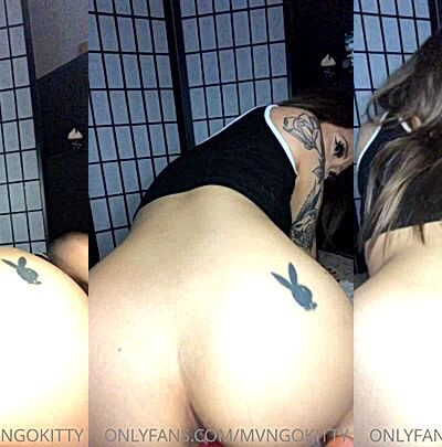Mvngokitty shows off her amazing ass with her playboy tatoo