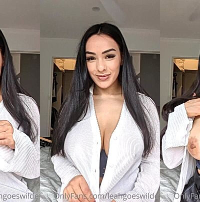sexy model LeahGoesWilde undresses the minute she got home and fondle those huge titties