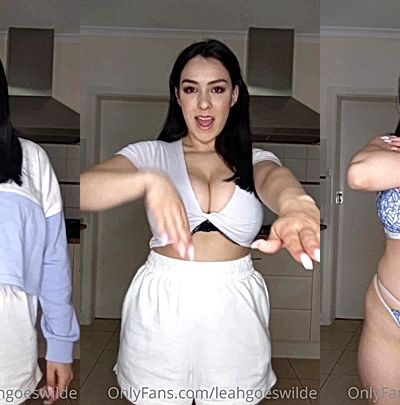 sexy model LeahGoesWilde is so horny she undresses and fondle her big tits the minute she got home