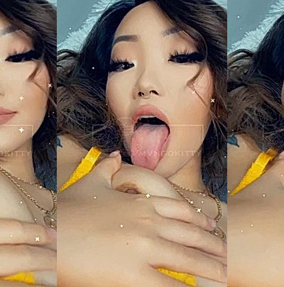 Mvngokitty licks her milkers leak