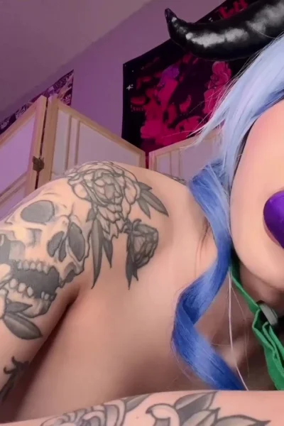 Mvngokitty rides a huge purple dildo