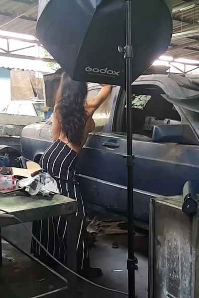 onlyfans girl Ploytigerstam modelling as a hot mechanic