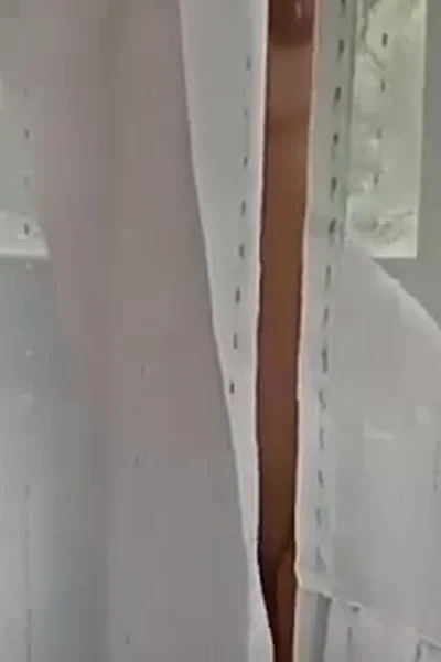 sexy whore Ploytigerstam flashes her tits behind the curtain