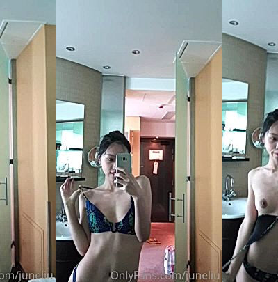 hot petite June Liu with small tits in bikini naked onlyfans leak