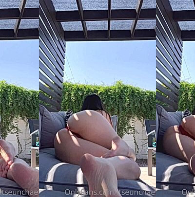 hot naughty model  spread her big ass outdoor while she relax, Itseunchae leaked video