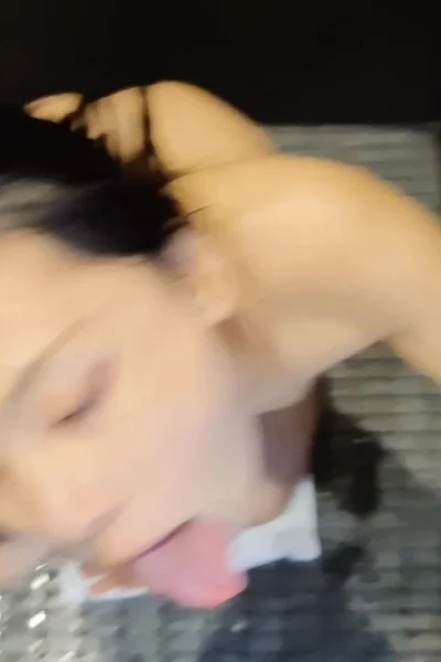 hot babe June Liu bend and suck  a dick
