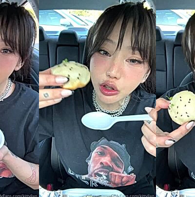 Kittylixo is having a great time showing her fans her eating way