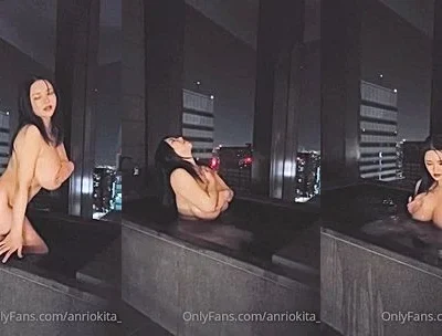 Anri Okita in the office takes off her shirt to please her subscribers