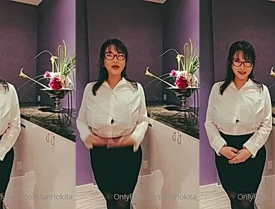 Anri Okita couldnt resist showing off her amazing boobs to her fans while wearing a sexy dress leaked video