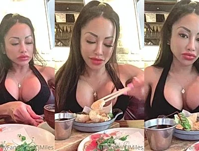 naughty onlyfans model  CJ Miles eat and shows her big tits in lingerie