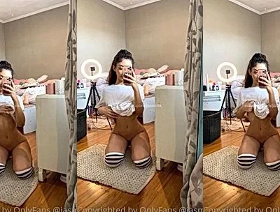 dirty naughty hot model Jasminx recorded a mirror teasing video of her flaunting her huge sexy boobs