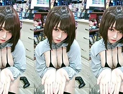 filthy babe Potato godzilla sits in front of the cam and shows off her sexy tits in black bikini, private video