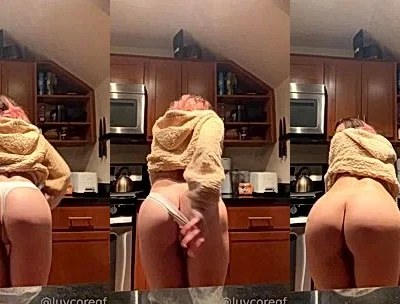 sexy horny asian cunty model Luvcoregfin the kitchen  teasing with her fat ass