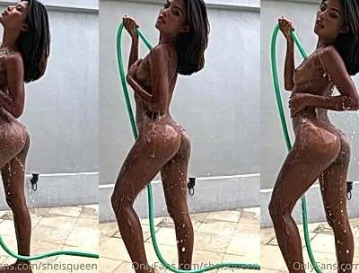 naughty onlyfans model Tita Sahara wet her body with a host and rubs her big ass