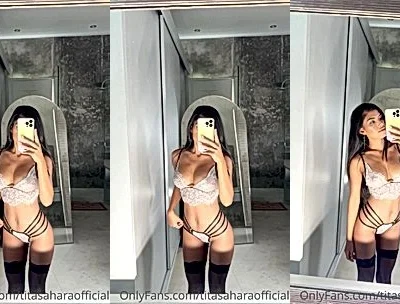 sexy onlyfans model Tita Sahara do mirror selfie and shows her natural big boobs
