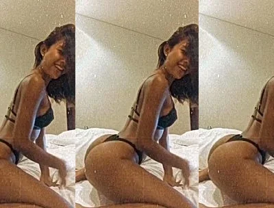 sexy onlyfans model Tita Saharakn kneel on bed and shows her natural big ass