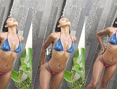 naughty indonesian onlyfans model Tita Sahara  takes a bath outside and shows her big ass and tits in lingerie